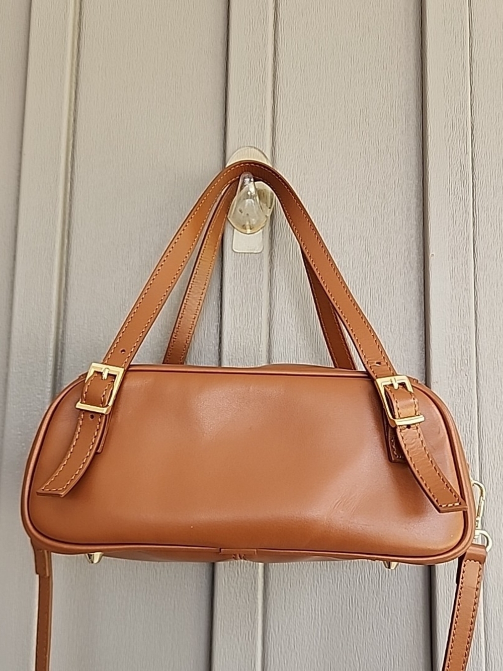 Isadora Italian Made Leather Belted Convertible Satchel Bag